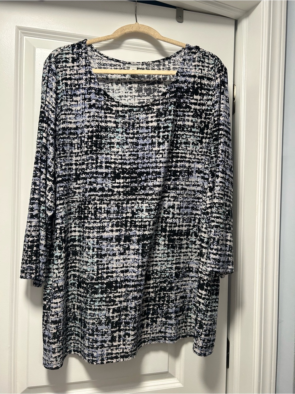Black & White Printed Scoop Neck Women's Top 2x Croft and barrow